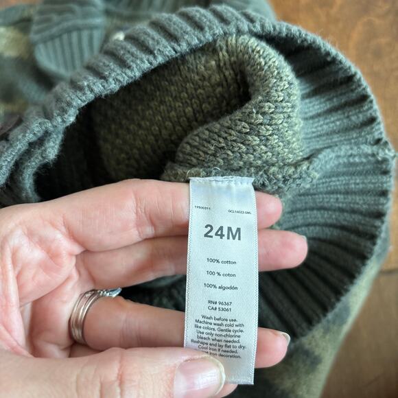 Oshkosh Boys 24 Month Cardigan Sweater Green Camo Grandpa Chunky Knit - Picture 4 of 6